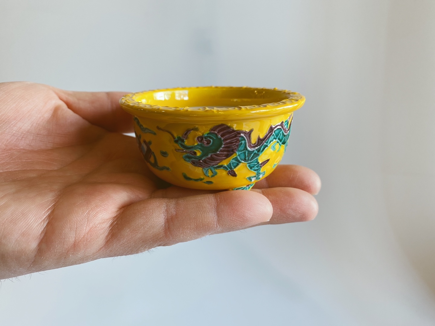 日本の名工工芸作品 黄交趾盆栽鉢 高野昭阿弥作 入荷しました | 数寄屋