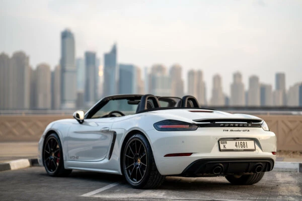 Rent Porsche Boxster GTS White in Dubai - Convertible - Octane.Rent