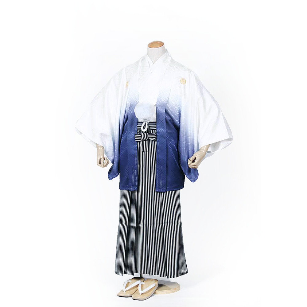 男の子・羽織袴 紫紺ぼかし羽織袴JrセットNo15 小学生用サイズ | 着物