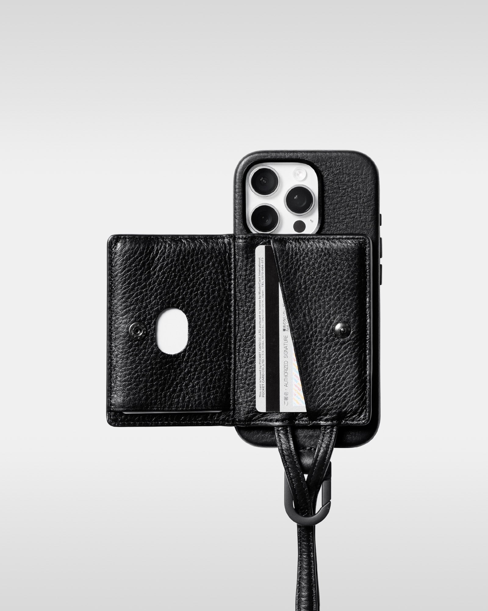 レザー製 iPhoneケース セット / 長さ調節可能 ストラップ付