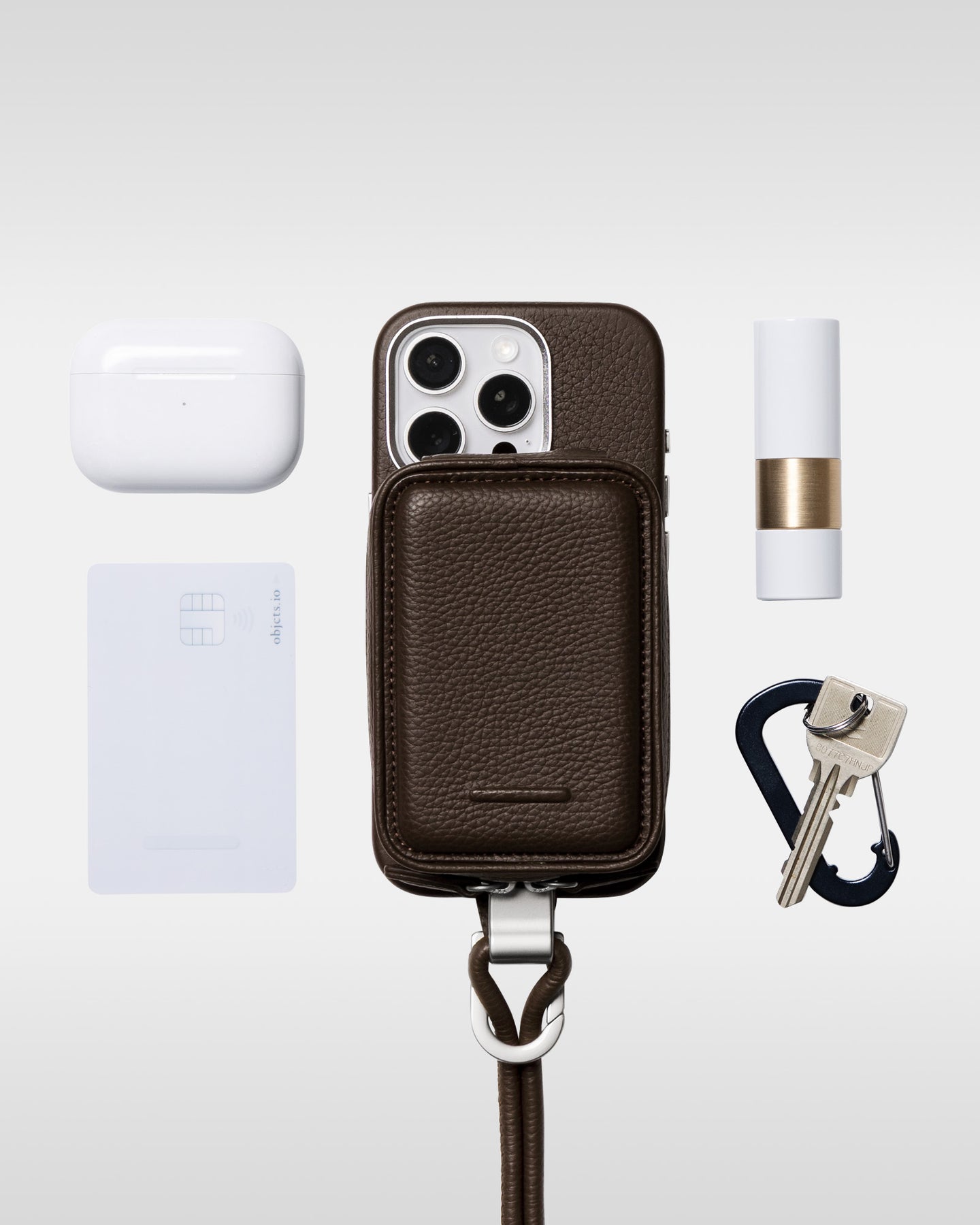 レザー製 iPhoneケース セット / 着脱可能ストラップ付スマホケース