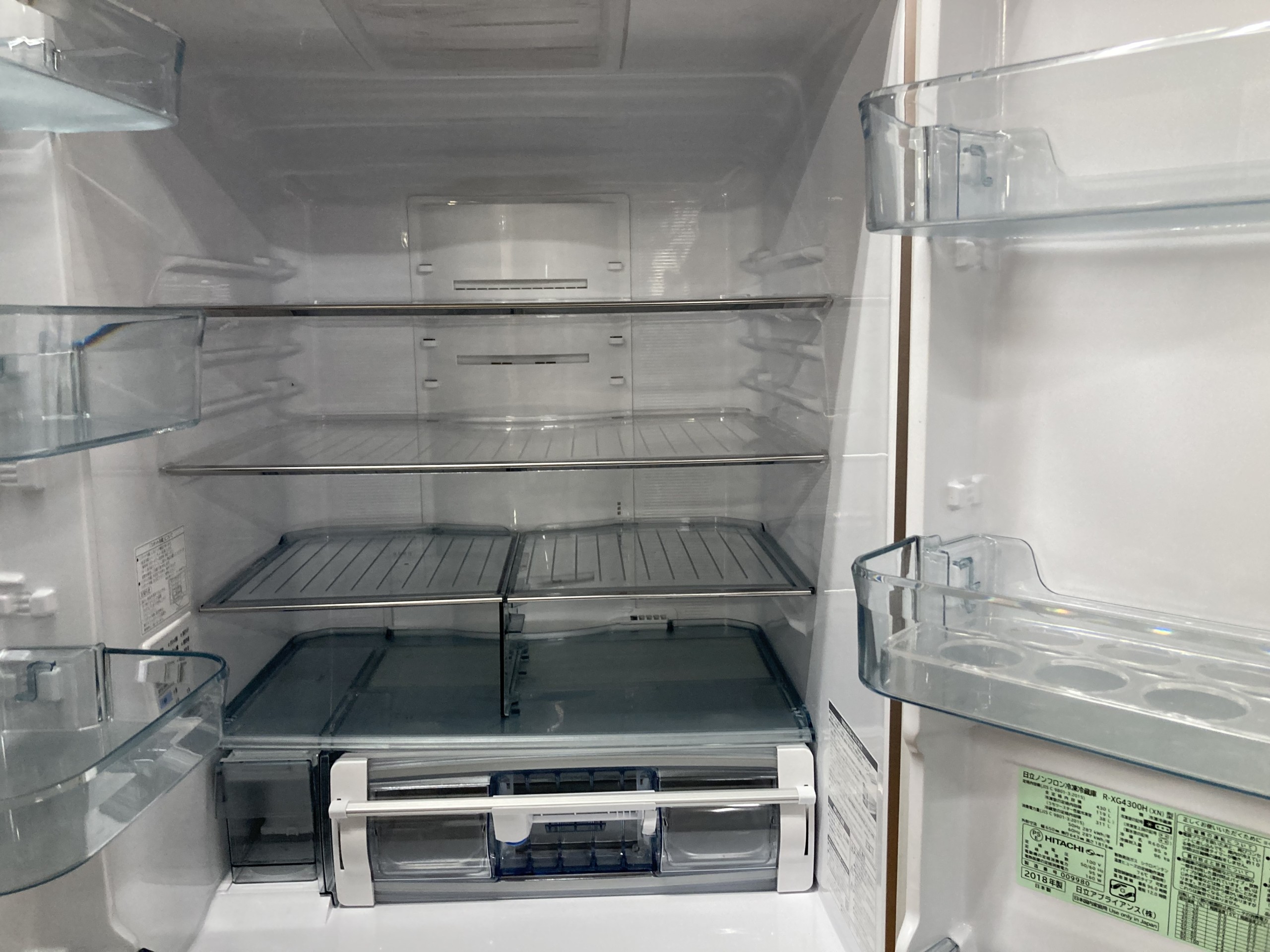 中古 日立 2日立 2018年製 6ドア冷蔵庫 R-XG4300H(XN) 430L018年製 6