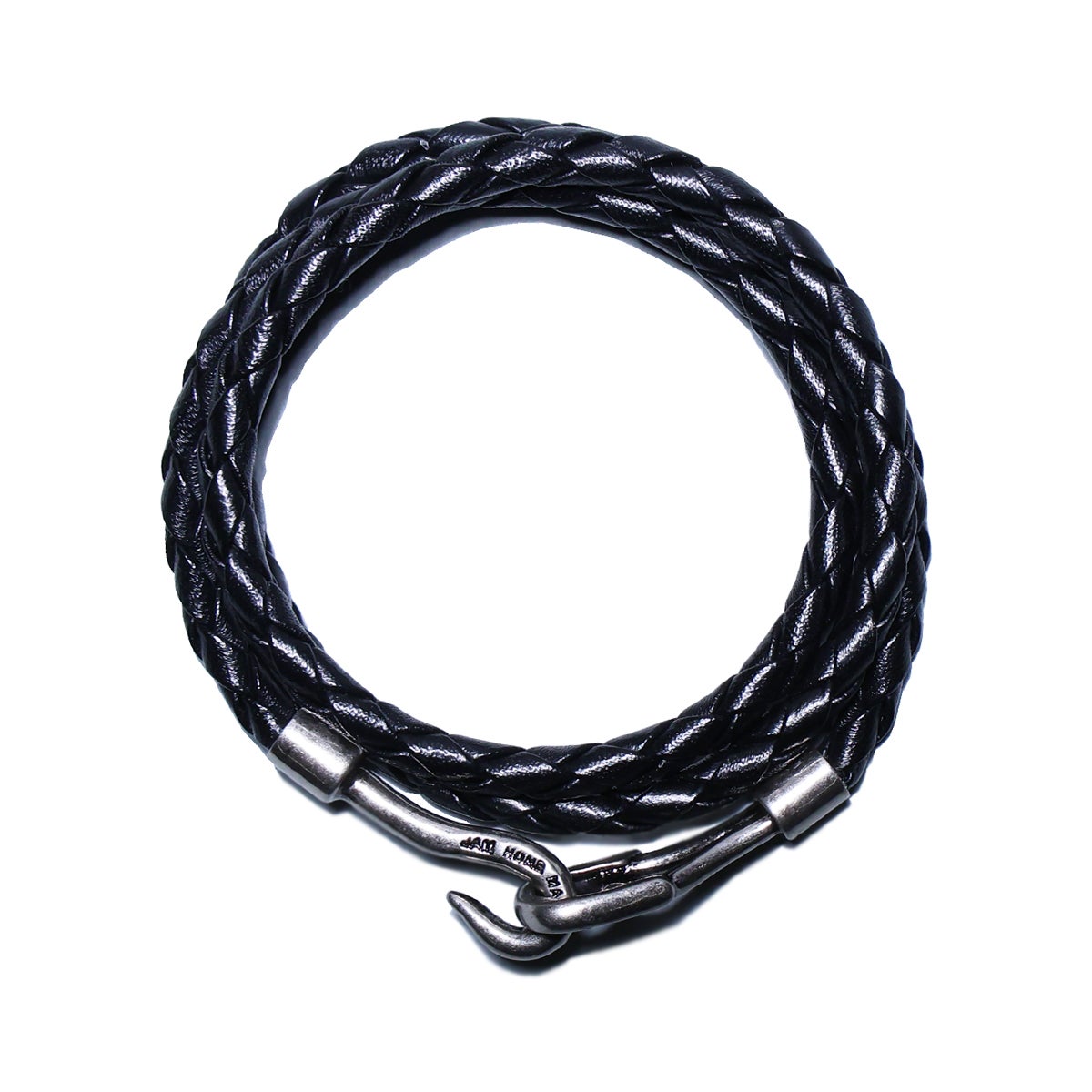 J-NS034-BK)編み込みレザーブレスレット3巻-ブラック｜アクセサリー