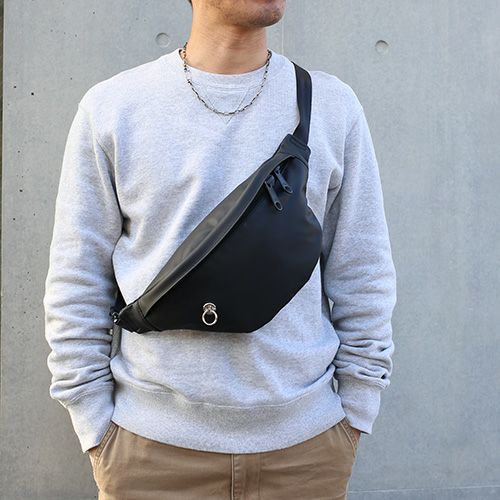 JNS1032)エシカルレザー シンプル ミニ ウエストポーチ ボディバッグ