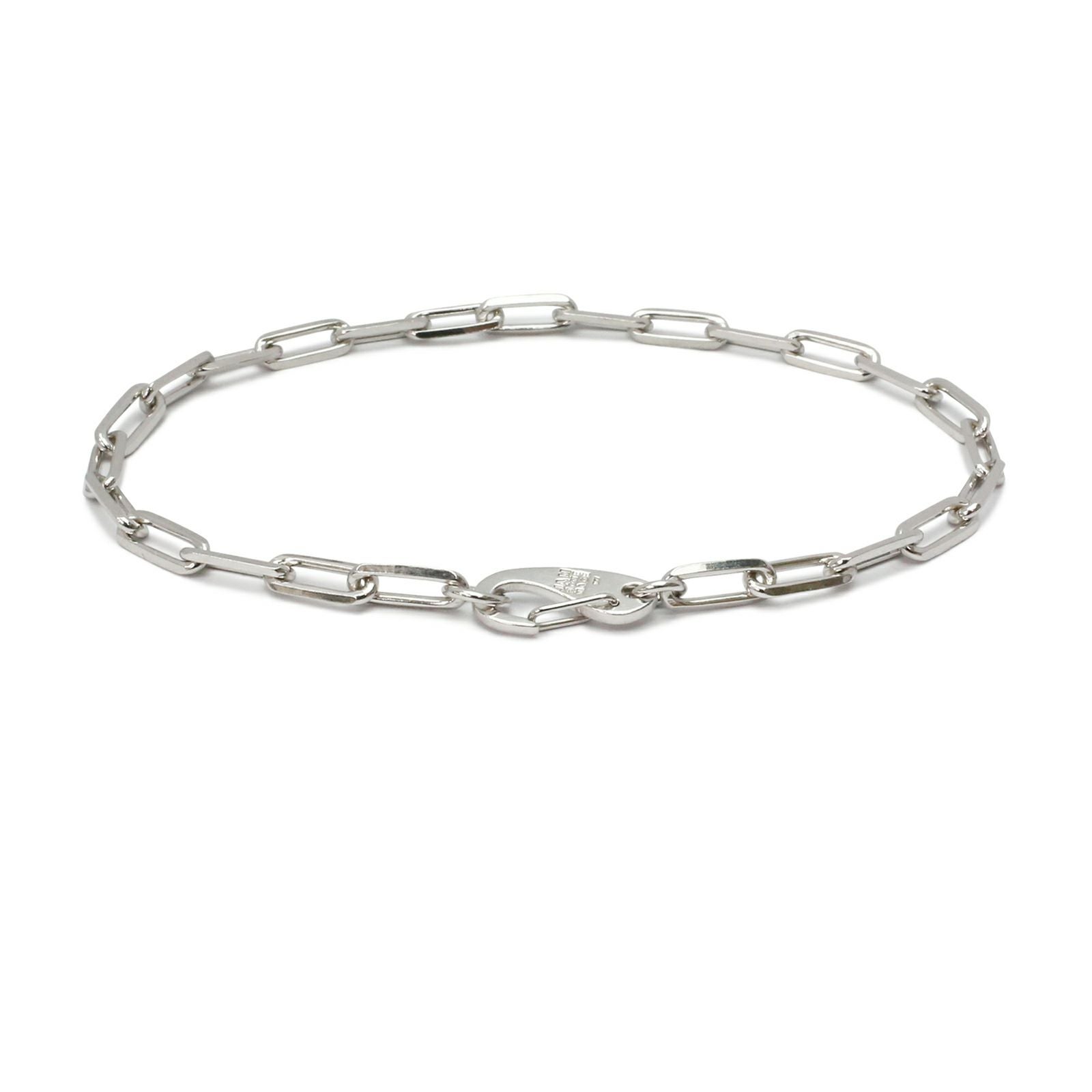 JNS1143)マガタマカットチェーンブレスレット L -シルバー