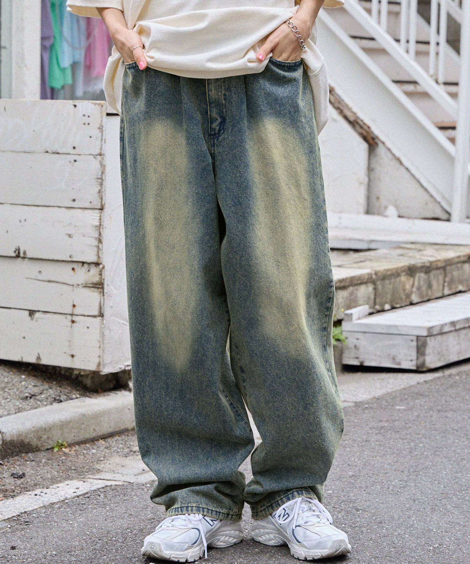 ヴィンテージライクオーバーダイワイドデニムパンツ MONO-MART│MONO