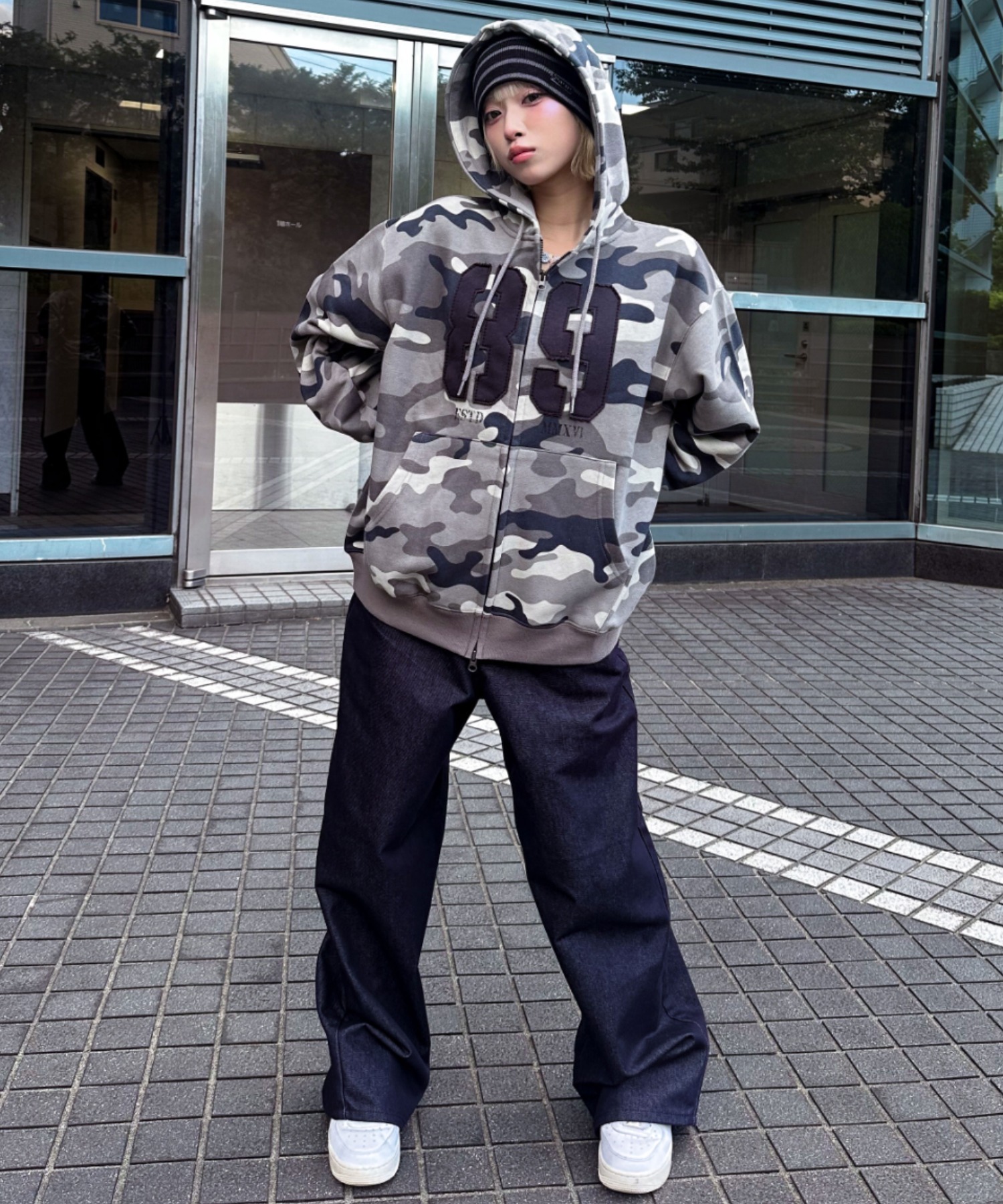 mahagrid/マハグリッド』 CAMO APPLIQUE ZIP UP HOODIE/迷彩柄