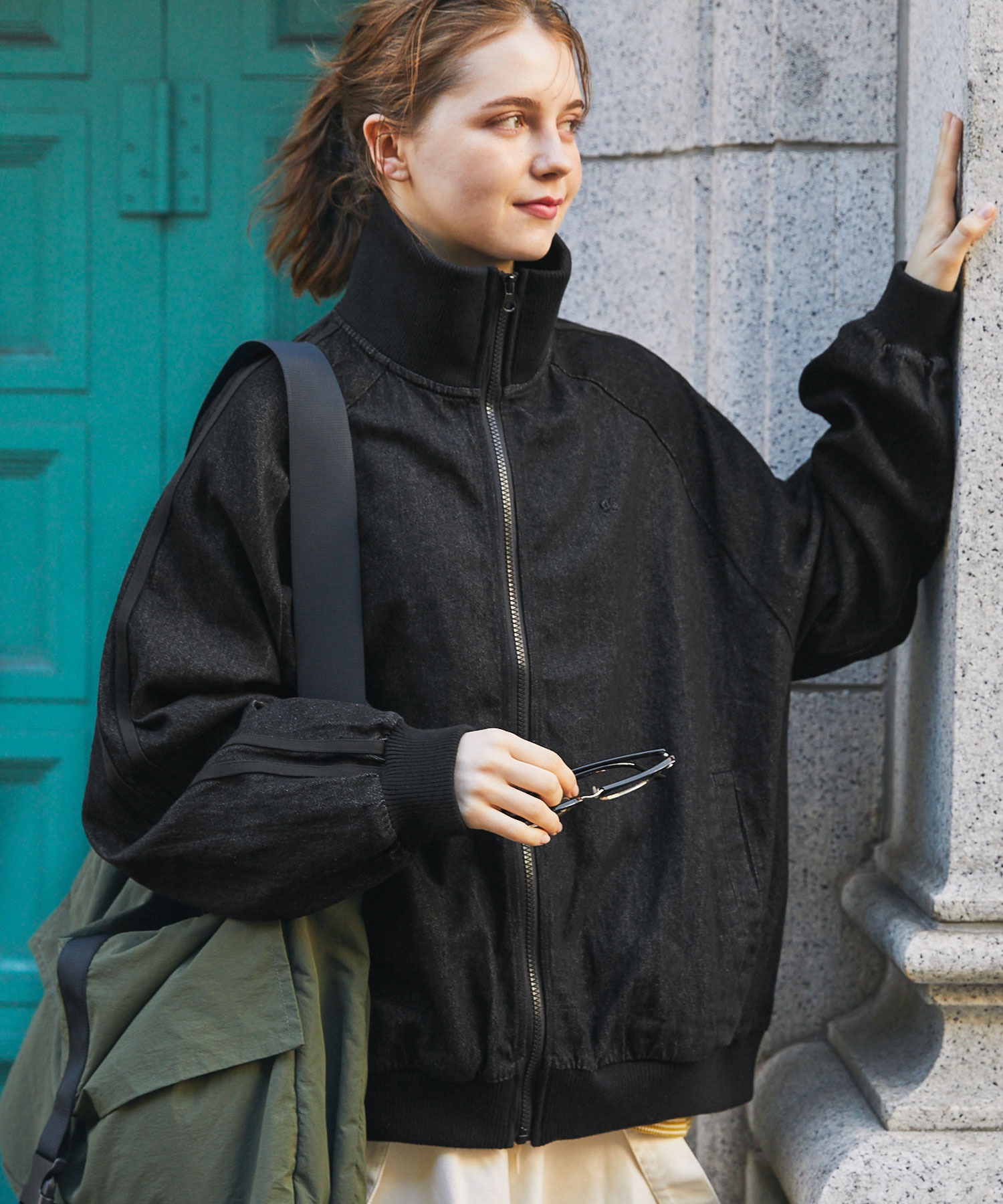 デニムワンポイントナンバリング刺繍 ライントラックジャケット MONO