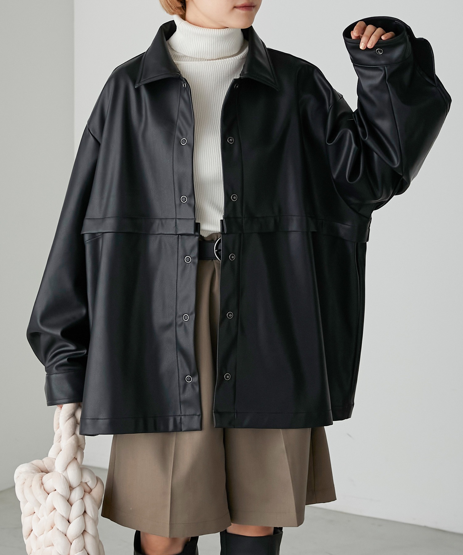 forksy.】フェイクレザー2wayシャツジャケット forksy.│MONO-MART