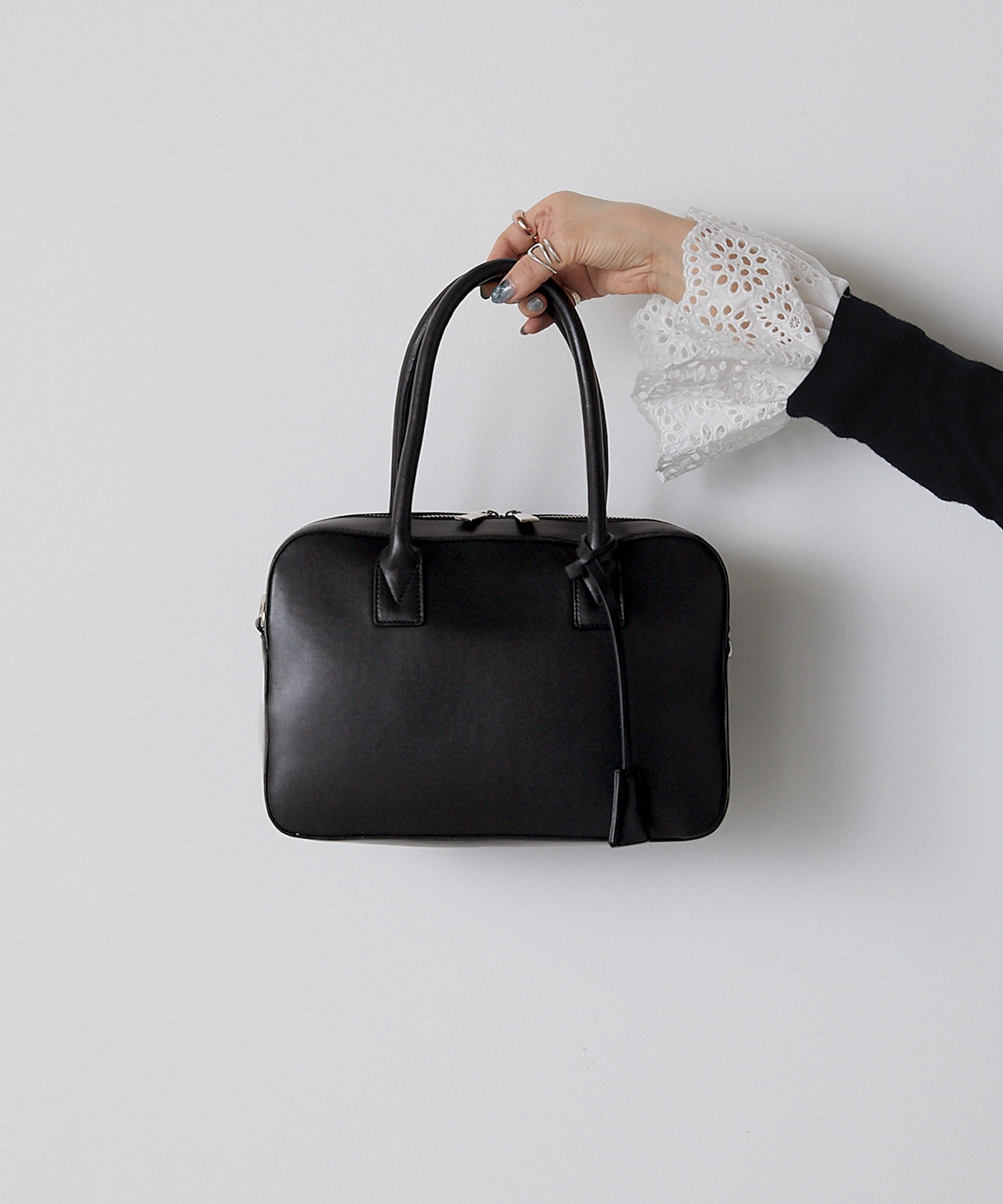 forksy.】2wayスクエアワイドボストンバック/ショルダーバッグ forksy