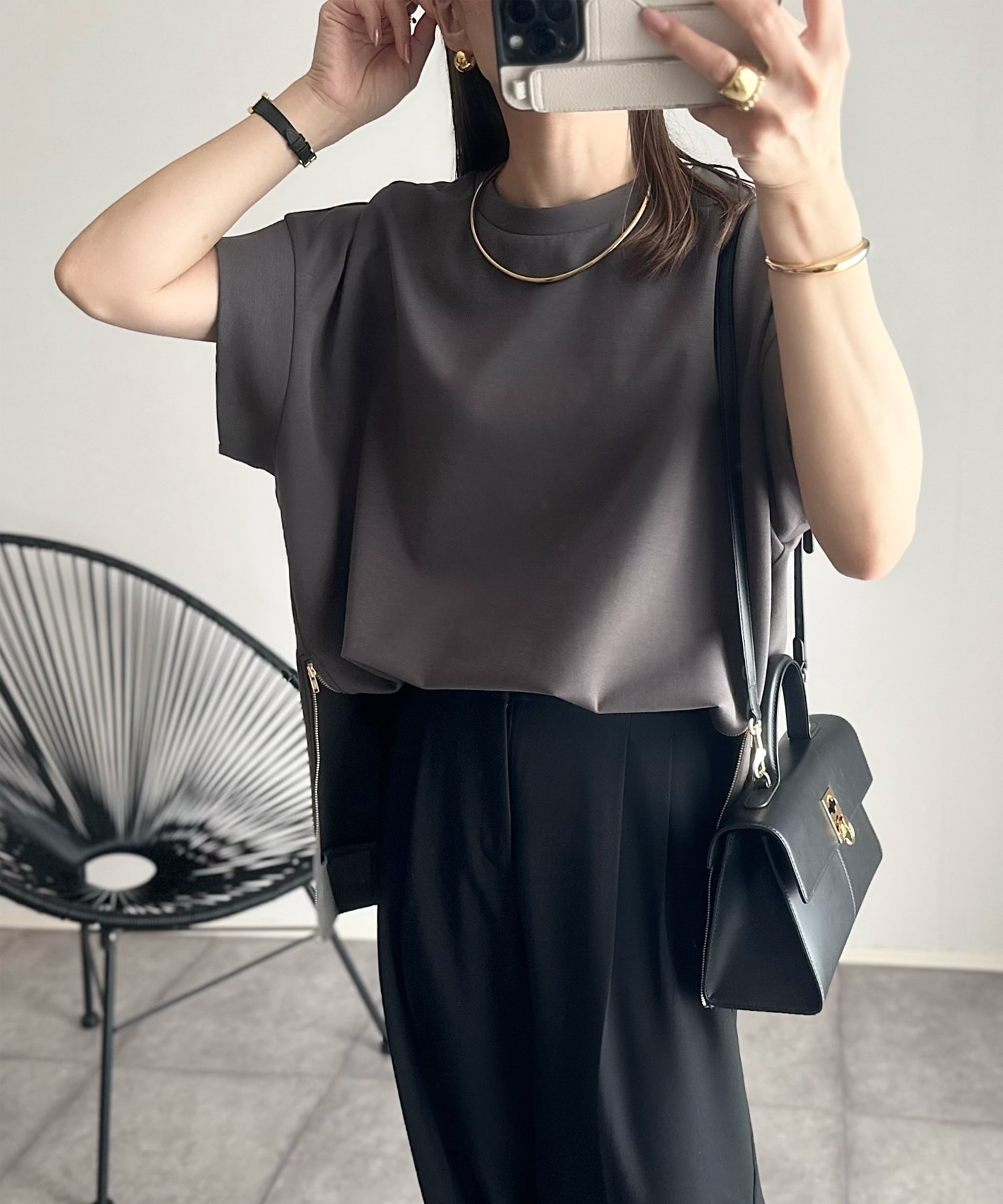 再々入荷！ライトダンボールサイドZIPクルーネックプルオーバー Emma