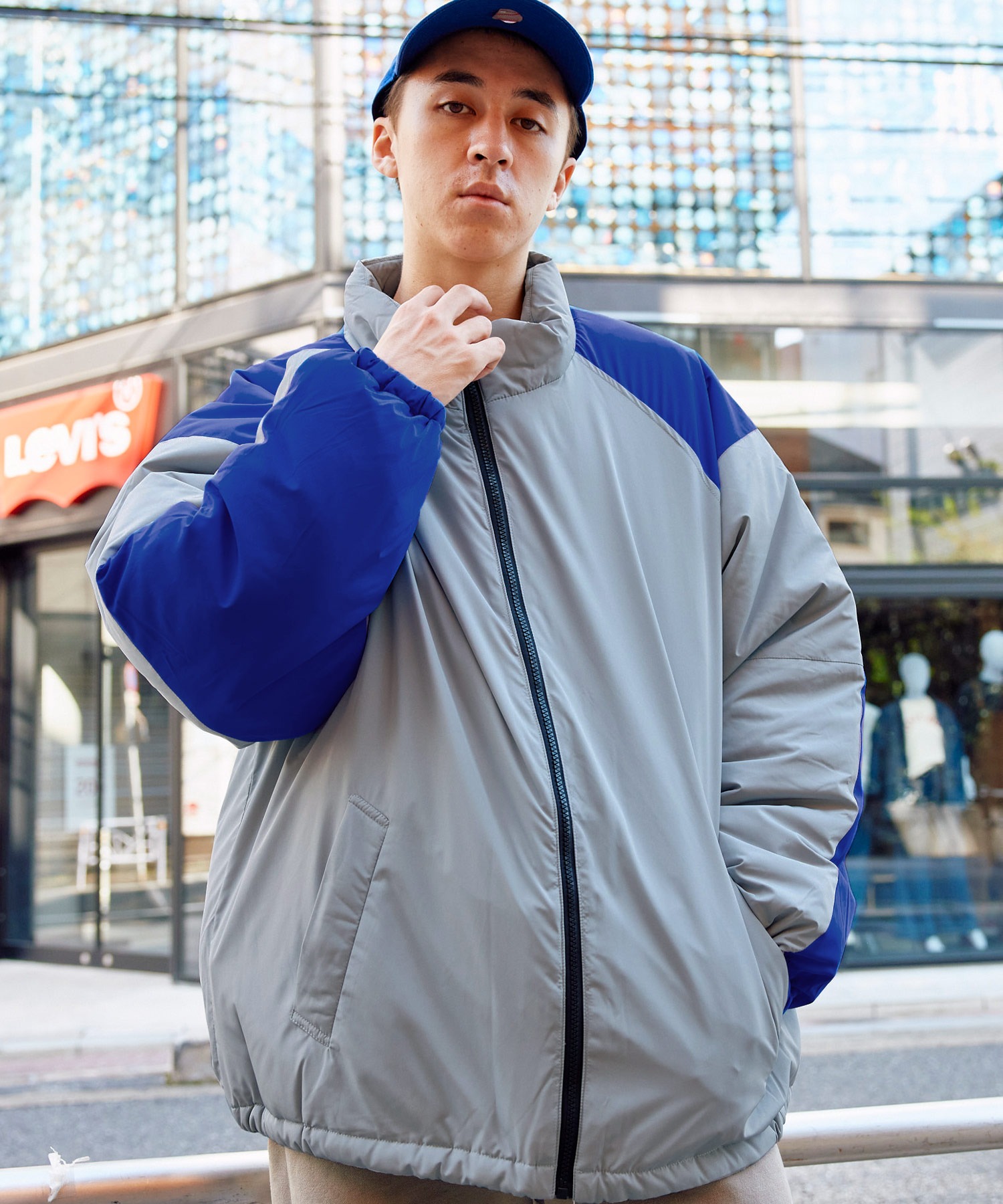 ビッグシルエット ハイネック ボリュームスリーブ中綿ジャケット MONO