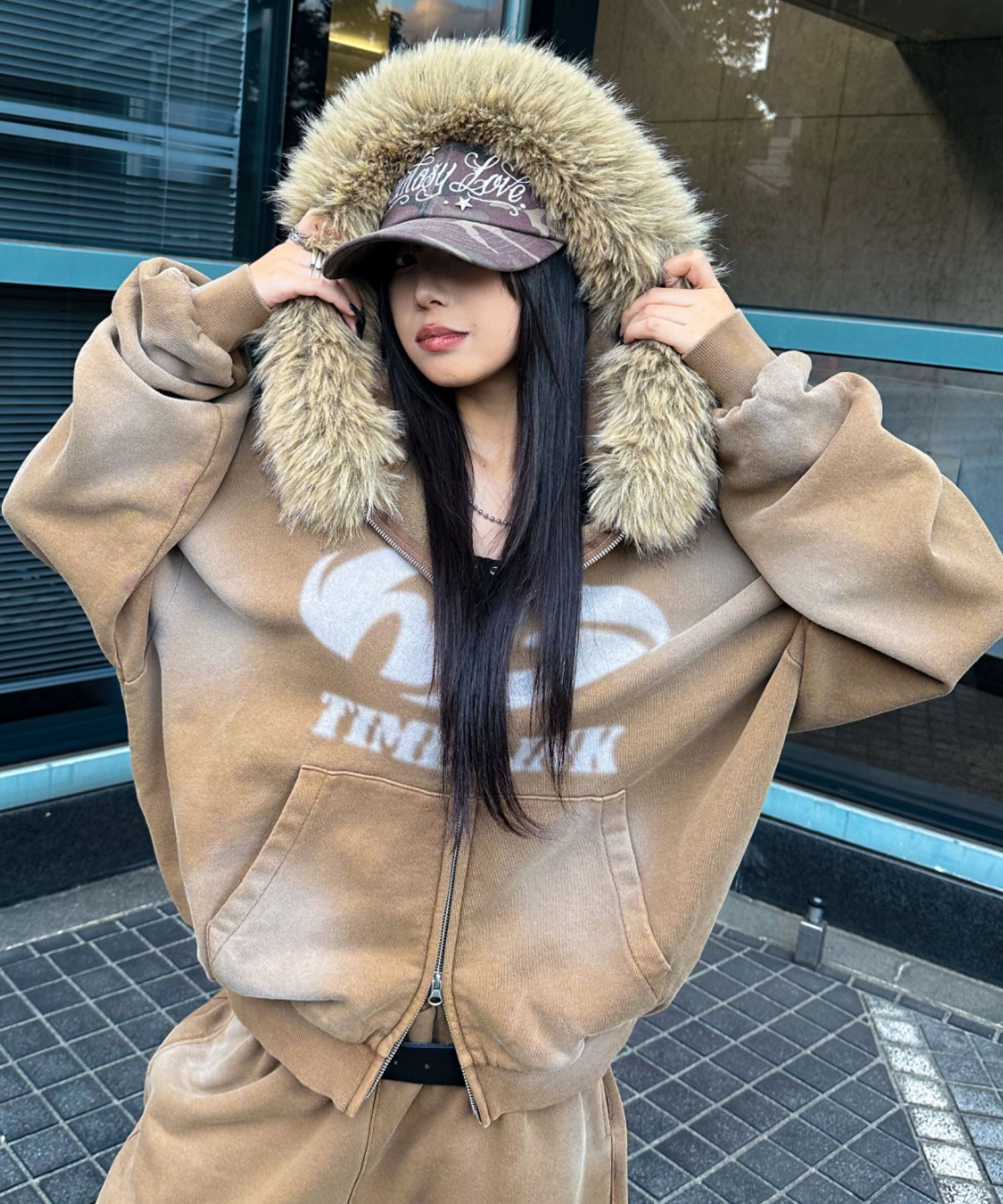 A'GEM/9 × .kom 『A'gem/エージェム』 ﾌｧｰ付加工ジップアップパーカー