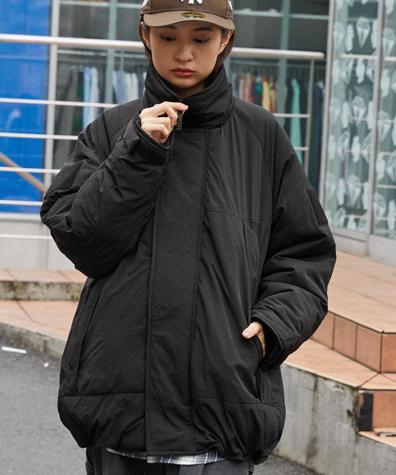 ビッグシルエット撥水ナイロンミリタリーモンスター中綿ブルゾン MONO