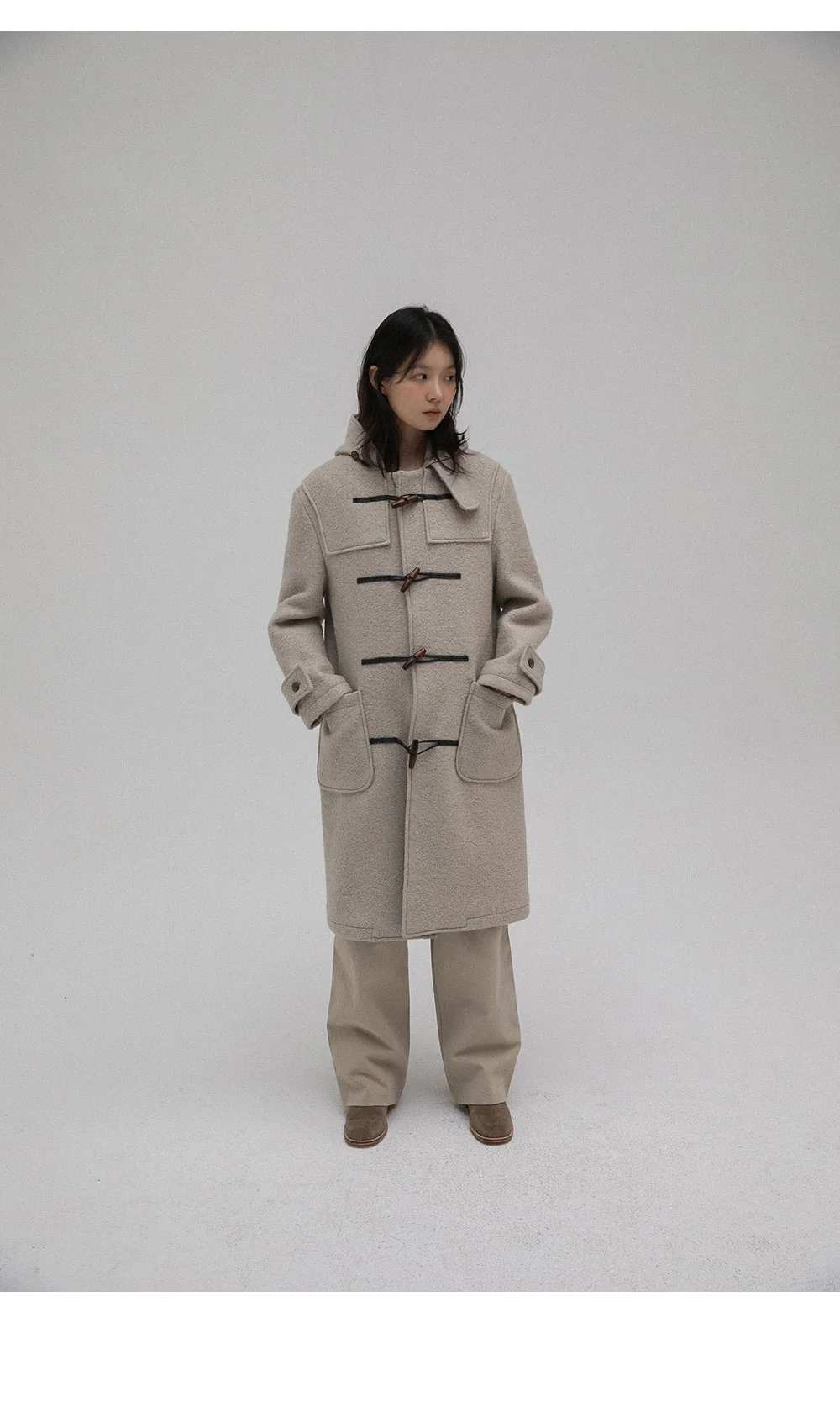 boucle duffle coat | OHOTORO