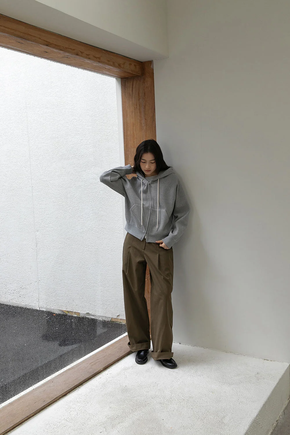 nap waffle zipper hoodie | OHOTORO