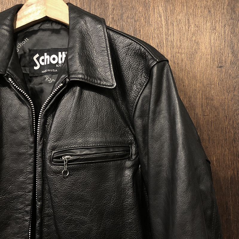 Schott 659 Sports Type Single Leather Jacket Black Old Rare Model