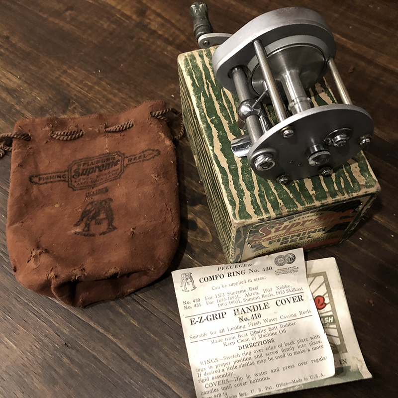 Pflueger Supreme 1573 Direct Bait Reel With Box Pouch Paper