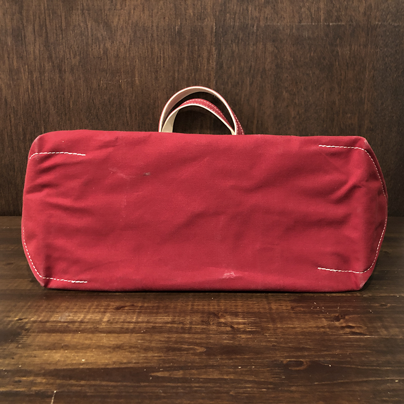 L.L. Bean Boat and Tote White Red Canvas Tote Bag Zip Top エルエル