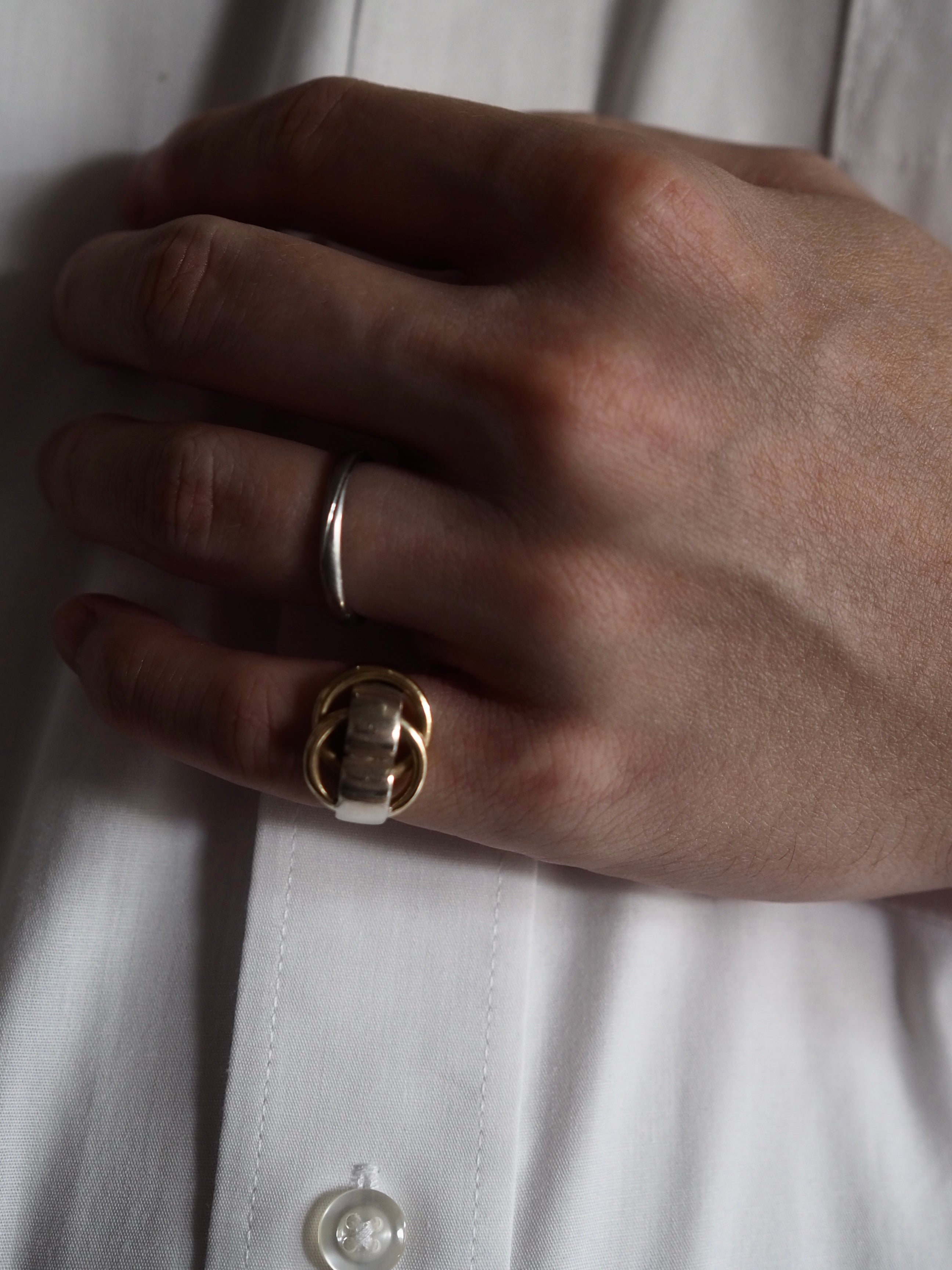 VINTAGE HERMES ヴィンテージ エルメス ドゥザノー リング コンビ 8号