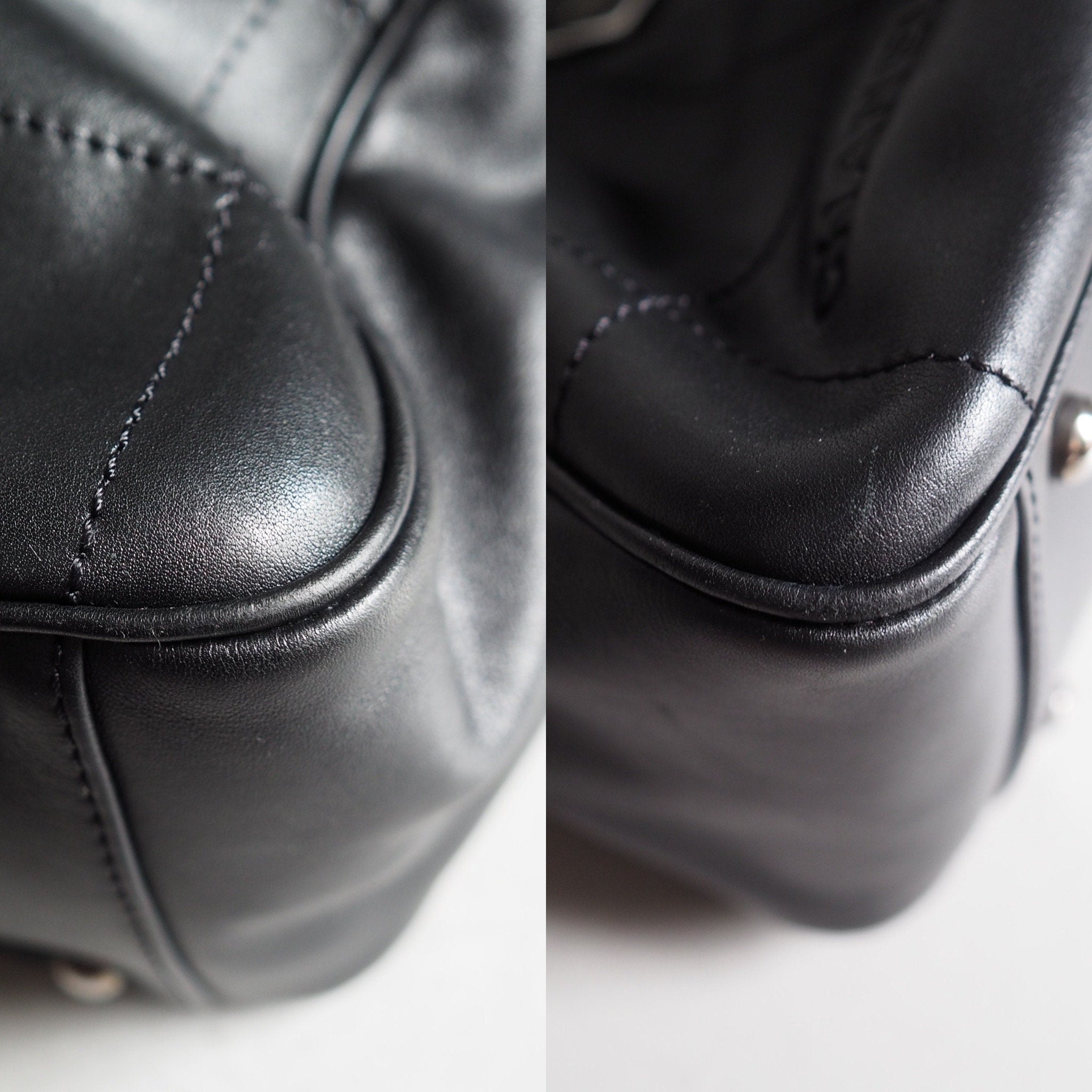 CHANEL シャネル チョコバー ハンドバッグ ブラック レザー ボストン