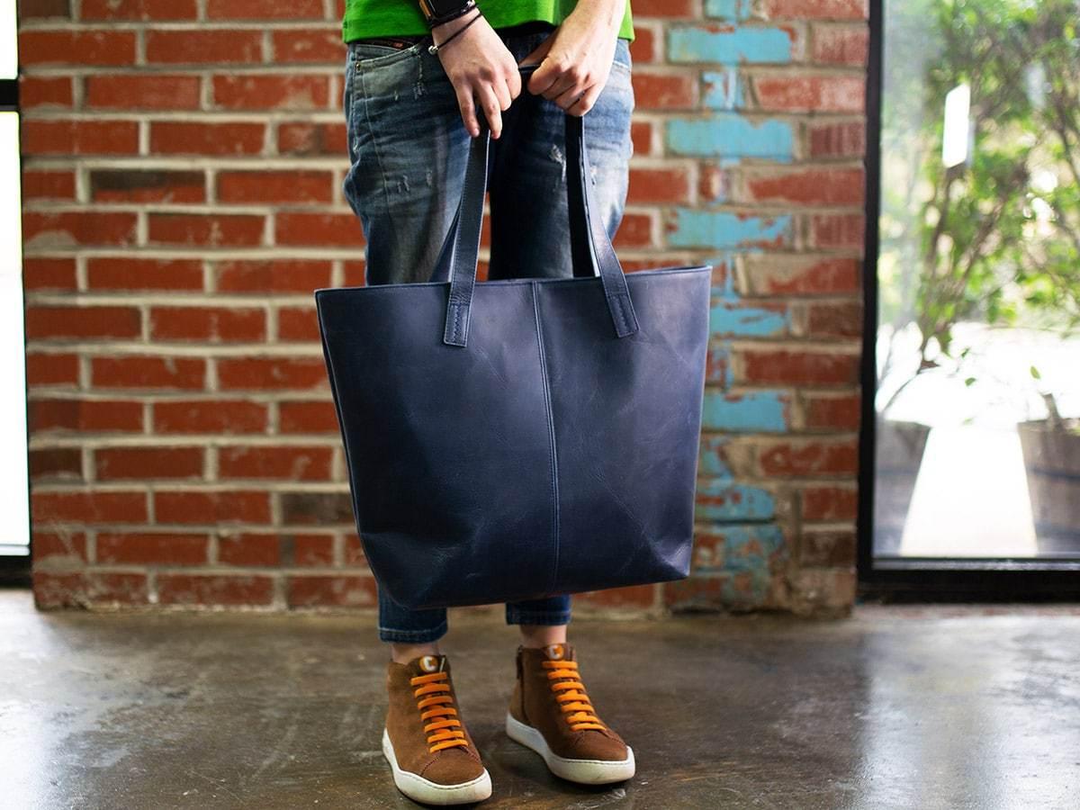 Leather Tote Bag Jess - Navy - Designed for Stylish Women