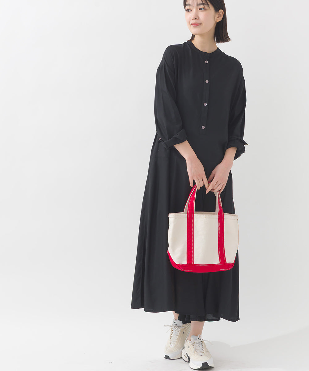 OMNES】レーヨンバンドカラー裾フレアワンピース【1524-9107】