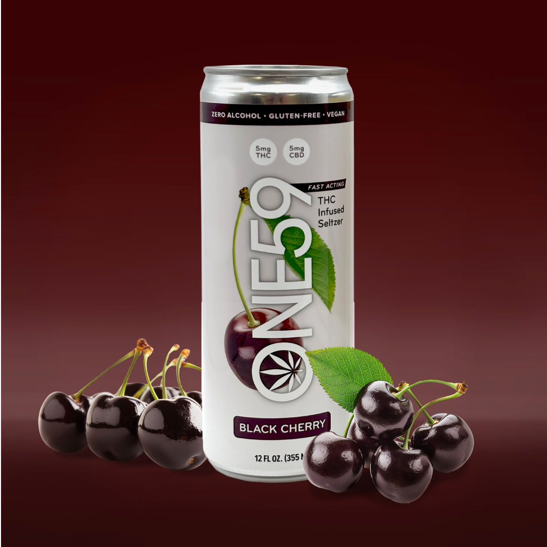 Black Cherry THC Infused Seltzer - 12oz (5mg) – ONE59