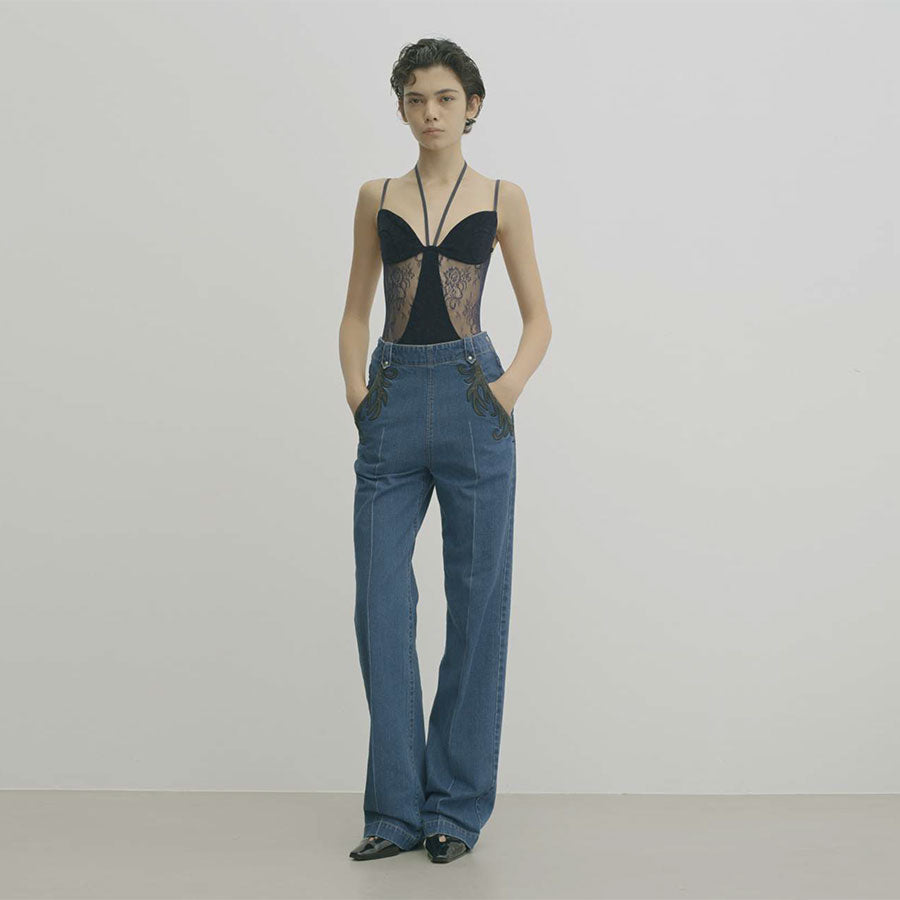 FETICO/フェティコ】SHEER PANELED VELOUR BODYSUIT FTC262-0404の通販