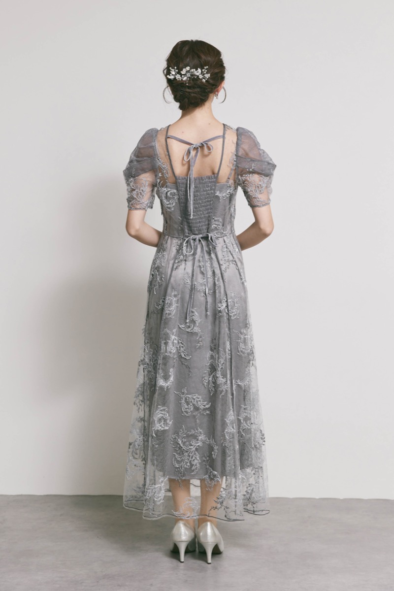グレーのコードフラワレースドレス[M] FRAY.IDのレンタル｜11-2275