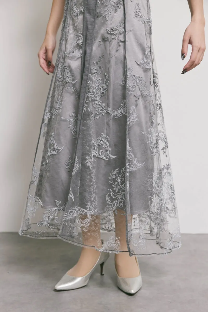グレーのコードフラワレースドレス[M] FRAY.IDのレンタル｜11-2275