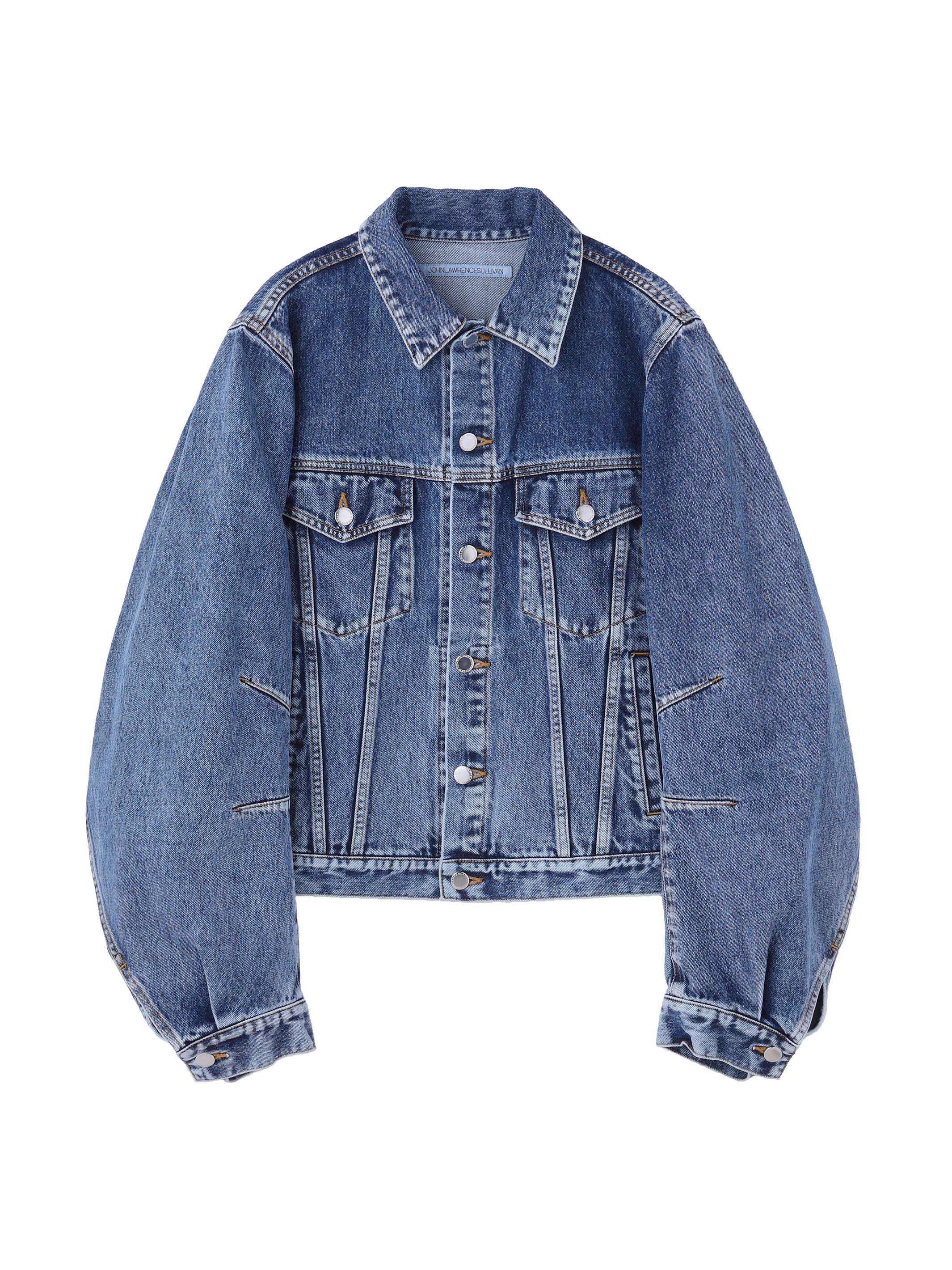 WASHED DENIM MASSIVE ROUNDED SLEEVE JACKET
