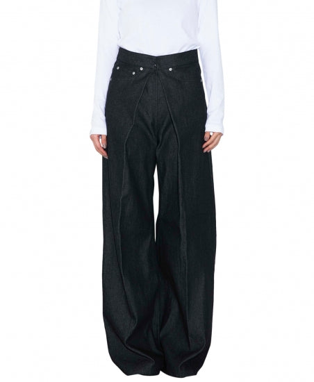 Rigid Denim Wide Pants | Black