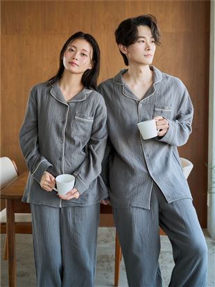 新価格】綿100％ ふんわりやさしいダブルガーゼパジャマ: ルームウェア