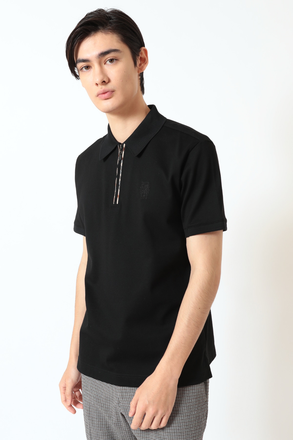 フロントジップ ハウスチェックパイピング ポロシャツ｜DAKS（ダックス