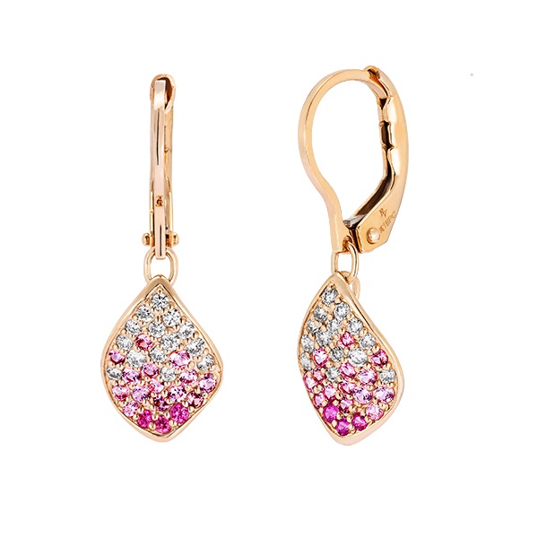 K18PGピンクサファイア/ダイヤモンドピアス | ポンテヴェキオ公式