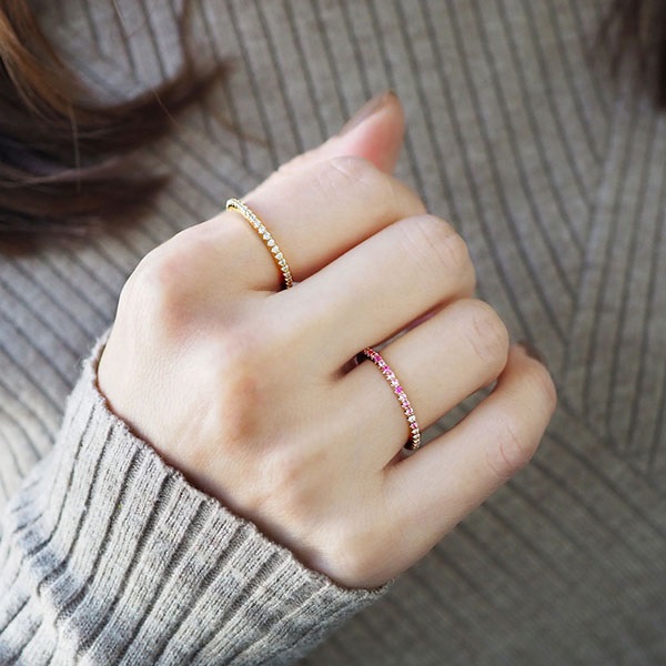 K18PGピンクサファイア/ダイヤモンドリング | ポンテヴェキオ公式