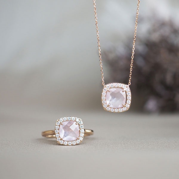 K18PGローズクオーツ/ダイヤモンドリング | ポンテヴェキオ公式