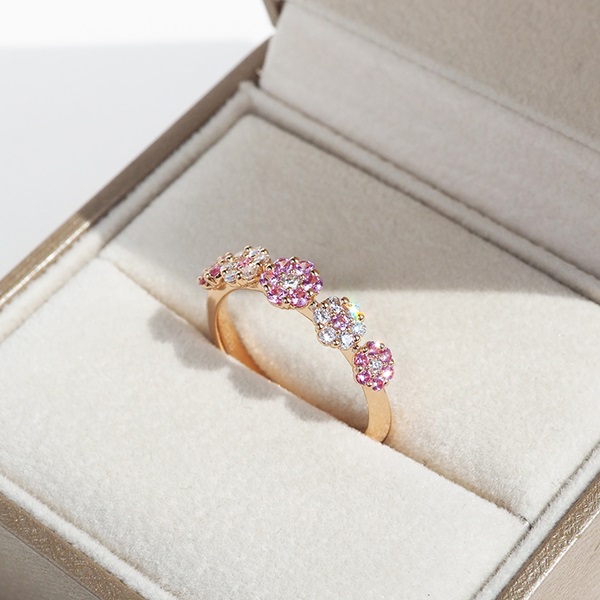 K18PGピンクサファイア/ダイヤモンドリング | ポンテヴェキオ公式