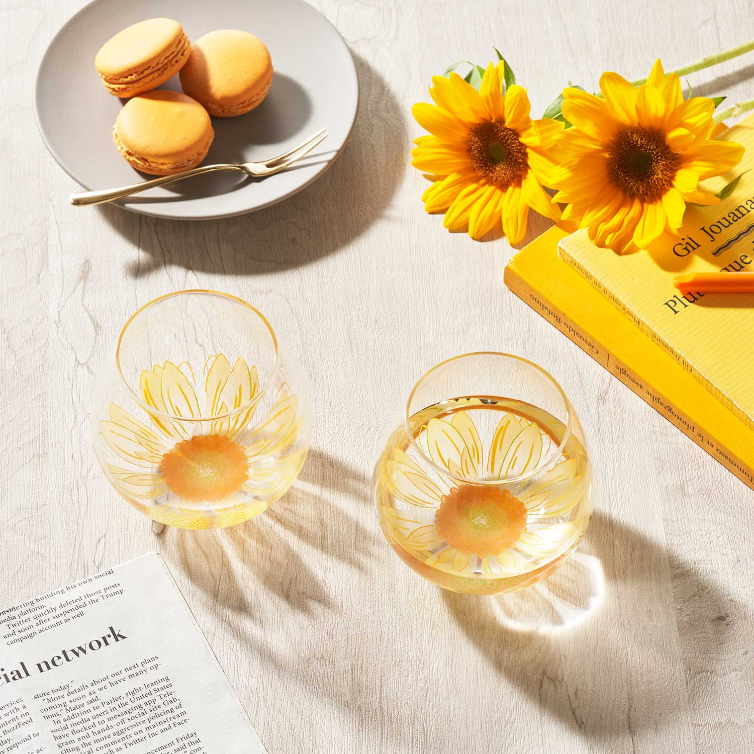 ゆらゆらグラス（フルリール ひまわり柄） B-SW91-J426 / 東洋佐々木