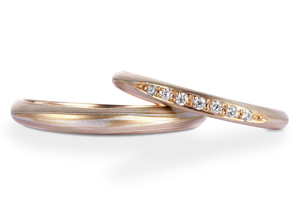 結婚指輪デザイン（木目金ストレート PGxSV-恋桜）｜杢目金屋