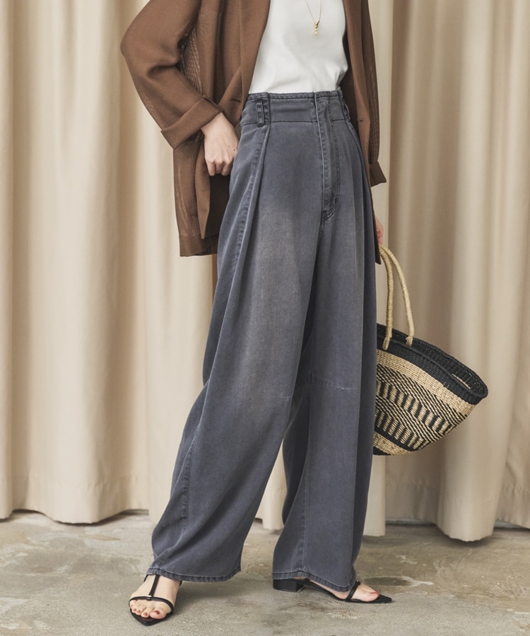 ソフトデニムワイドタックパンツ(36 BLUE): パンツ｜PMbox P&M