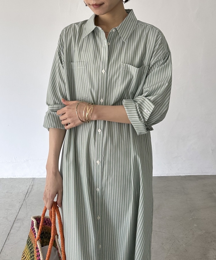 ストライプシャツワンピース(38 SAX): ワンピース｜PMbox P&M OFFICIAL