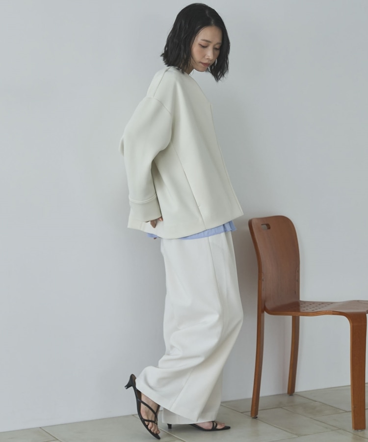 ボンディングノーカラーZIPブルゾン(F IVORY): アウター｜PMbox P&M