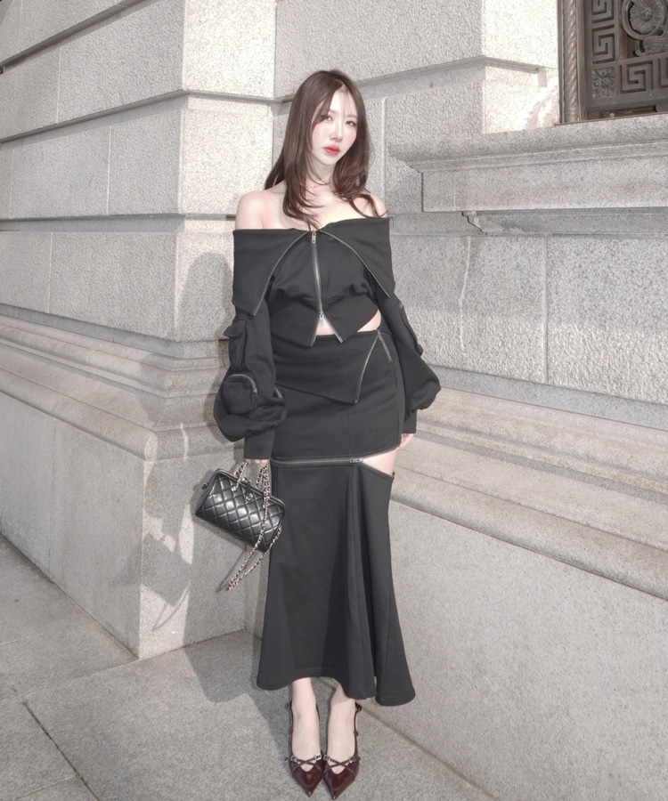 2way pocket zip skirt(M BLACK): スカート｜PMbox P&M OFFICIAL
