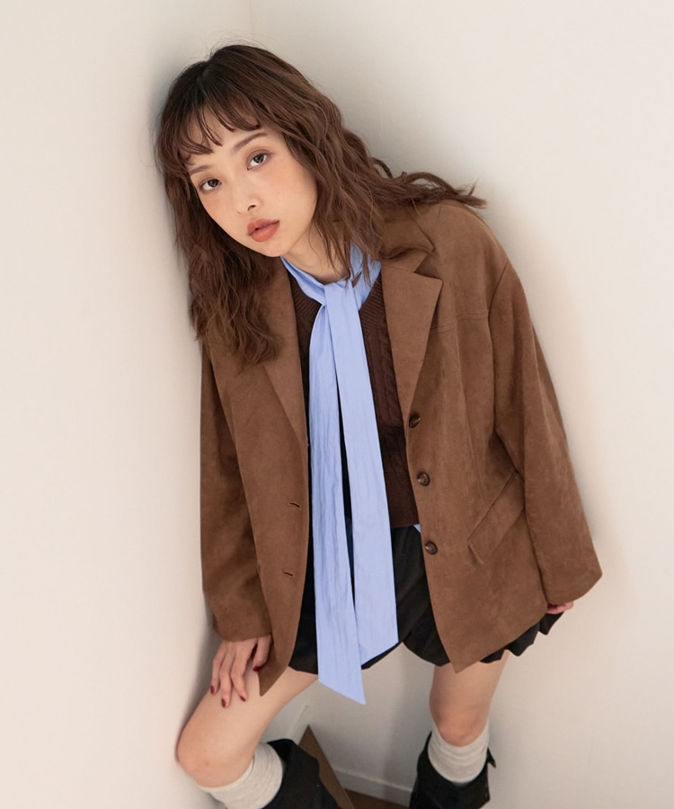 SETUP対応】スウェードテーラードジャケット(M BROWN): アウター