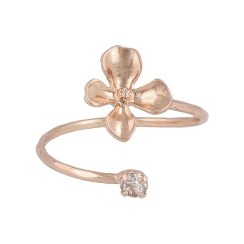 リング ニッケルフリー メタル フラワー 花 ストーン フリーサイズ