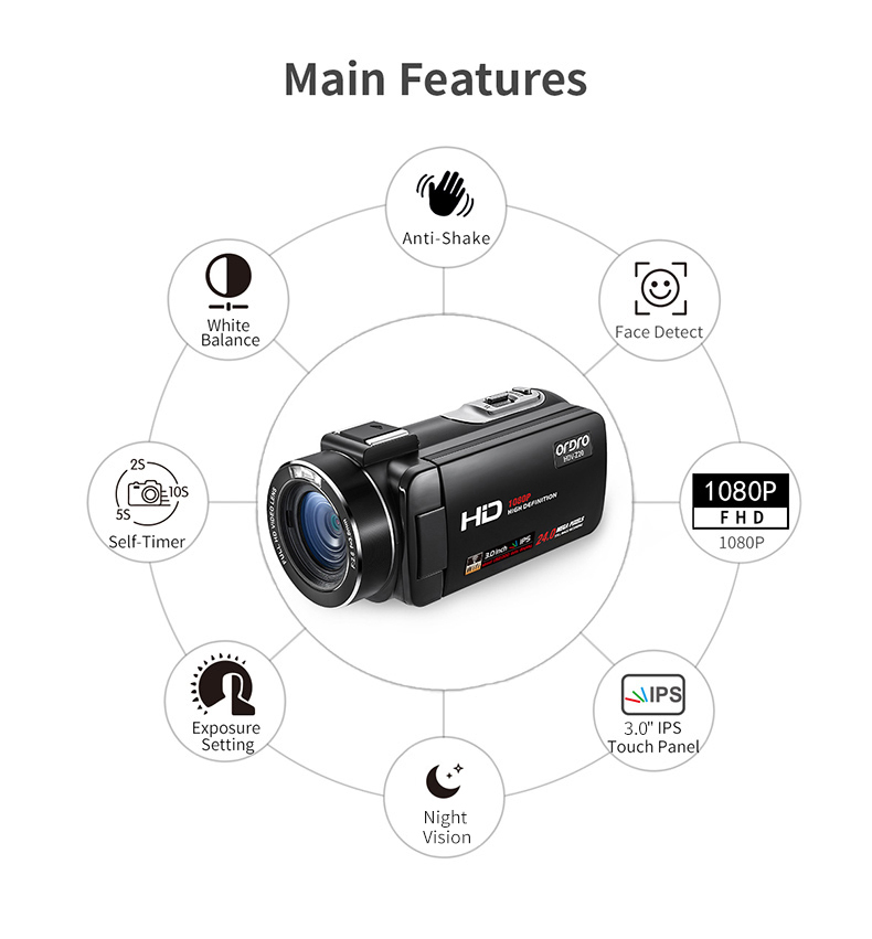 ORDRO HDV-Z20 16X Digital Zoom Video Cameras HD Camcorder