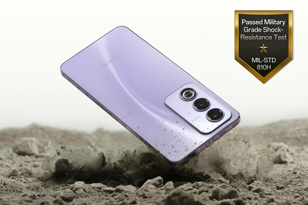 OPPO A3 5Gは画面側で釘打ちしても1.3mから落としても傷なく動作できる