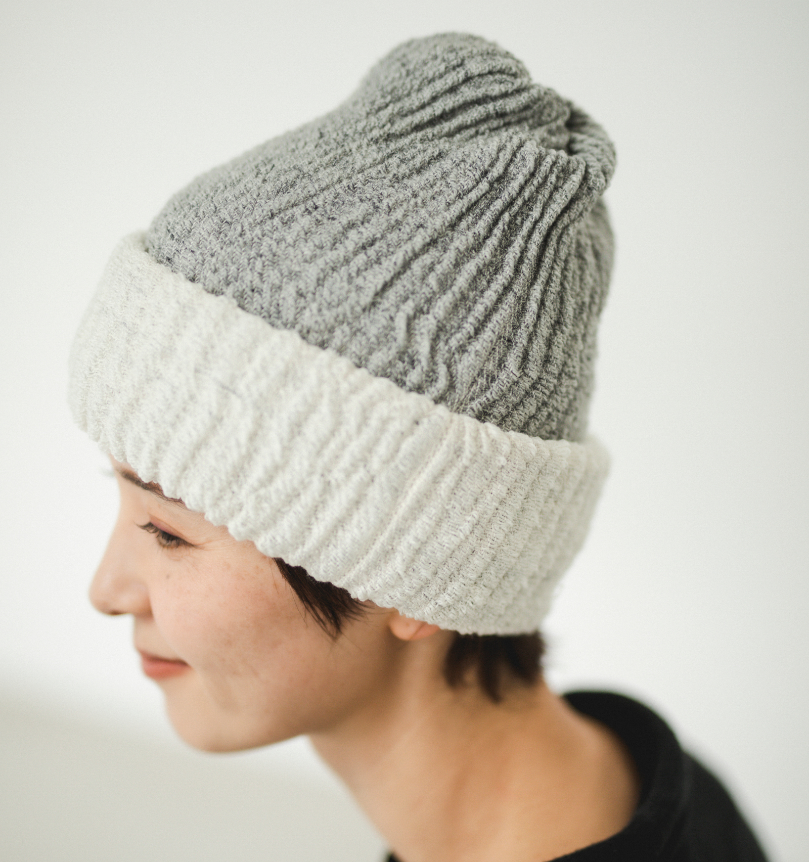 8WAY ウールキャップ 杢グレー×エクリュ | 【公式】工房織座